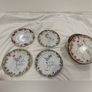 Rosanna Shoes and Paradise Cocktails Set of 4 Salad / Dessert Plates